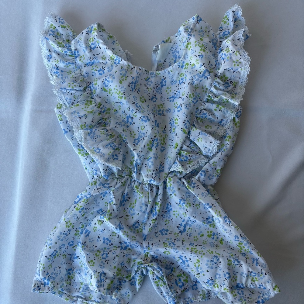 Blue Floral Ruffle Kids Bodysuit
